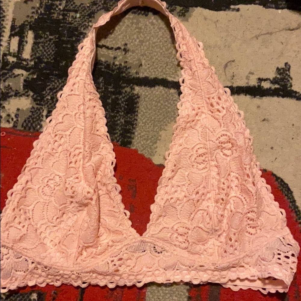Lacy pink unpadded bralette